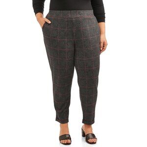 Terra & Sky Women Stretch Plaid Knit Pants 4X